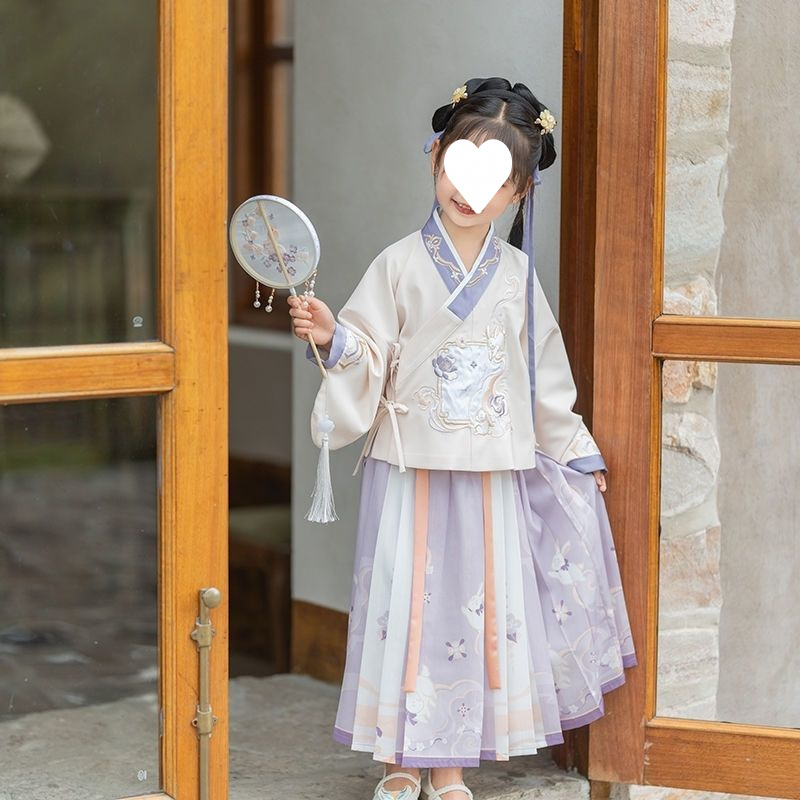 涤纶100%汉服女童秋款古风超仙襦裙古装中国风儿童唐装女孩仙气女