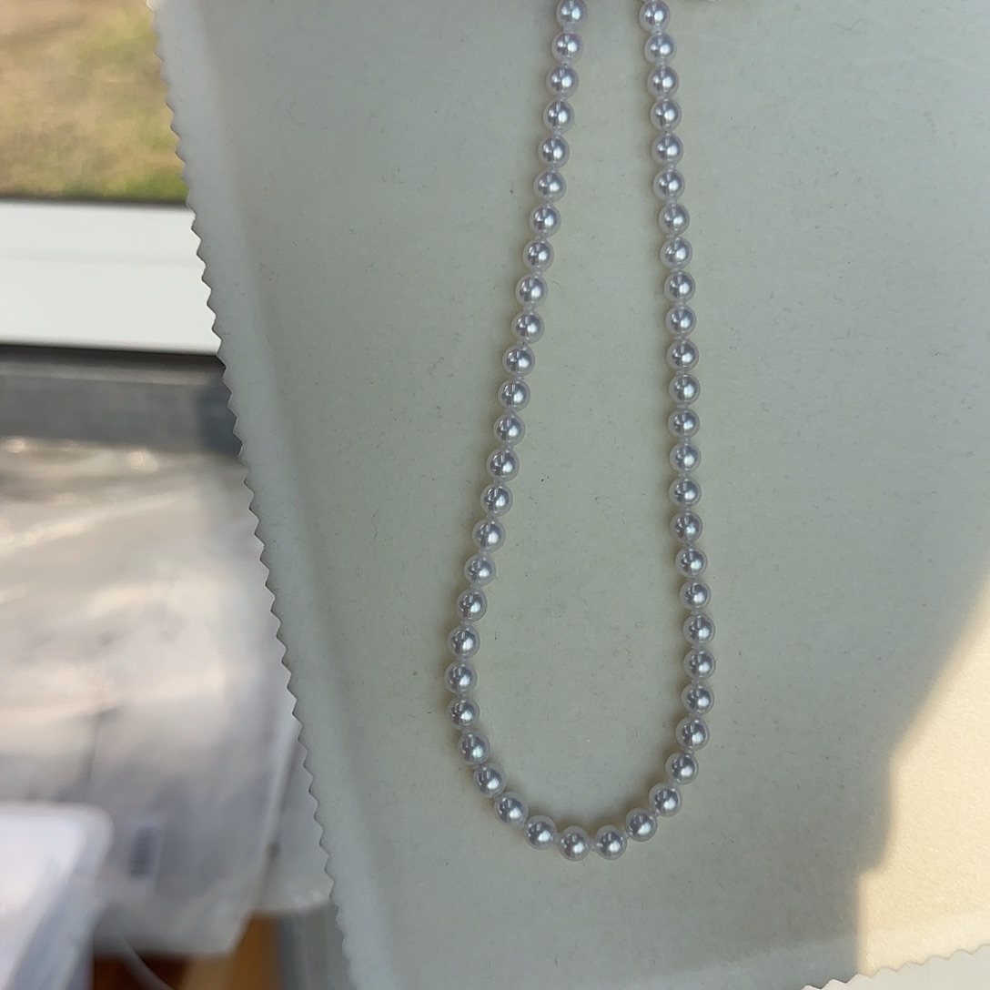 淡水珍珠银S925镶嵌颈饰6-7无核极光镜面正圆无暇炫彩