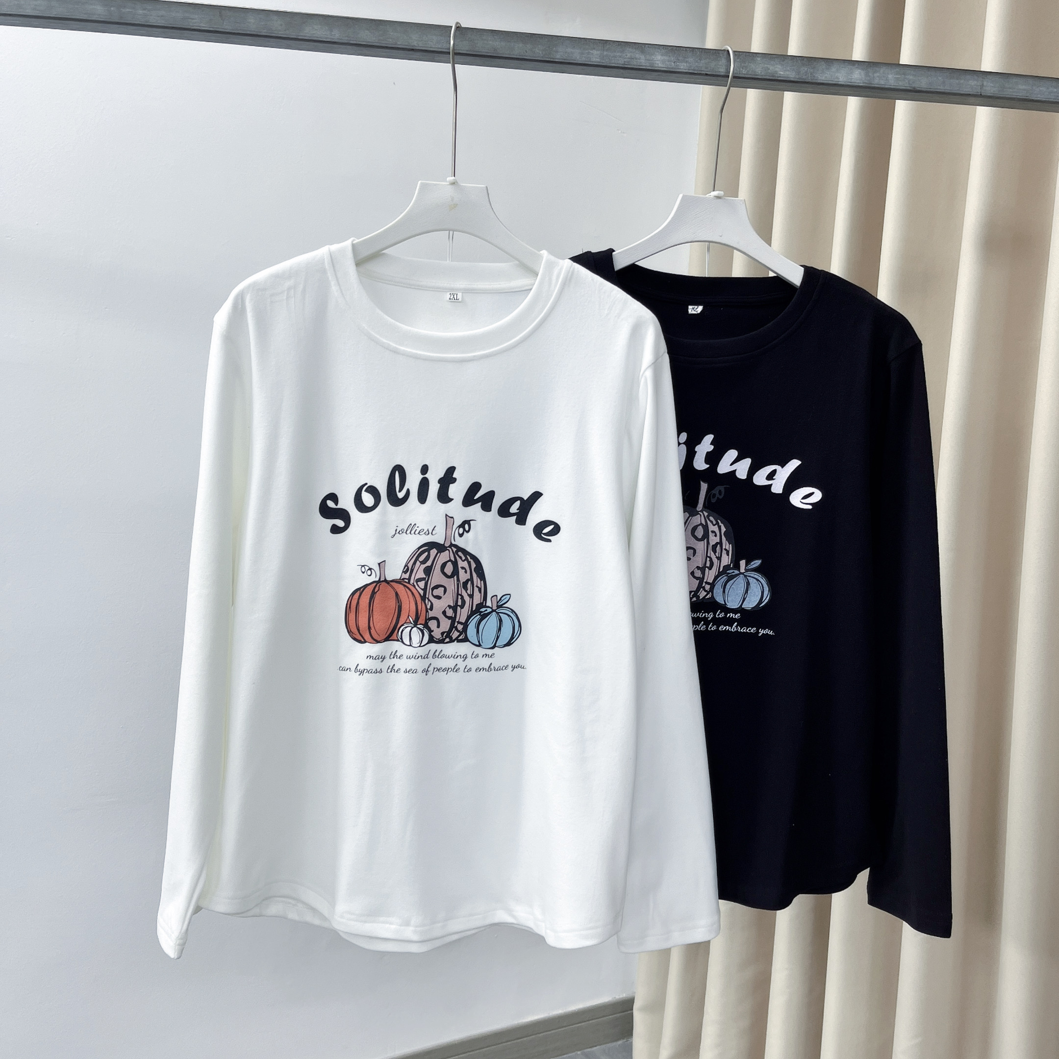 262女装T恤时尚百搭长袖宽松圆领打底衫