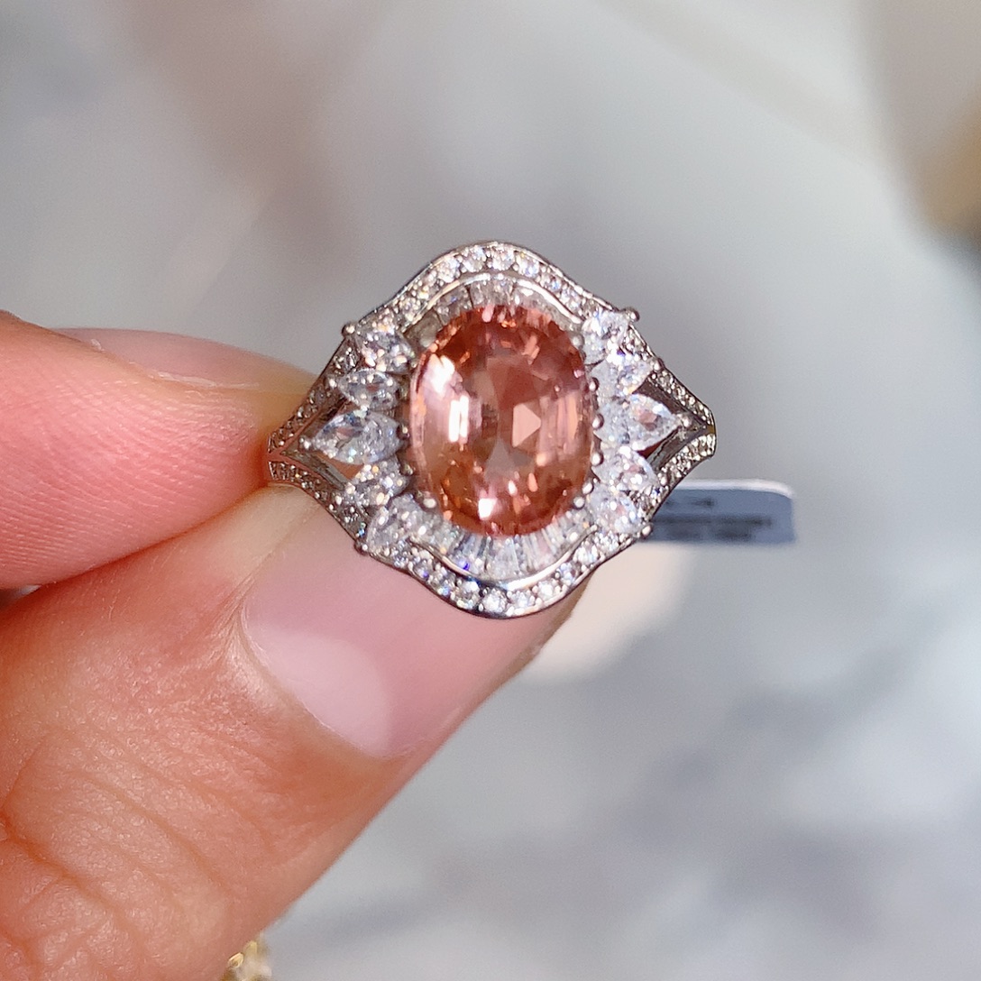 银S925镶嵌碧玺戒指戒指