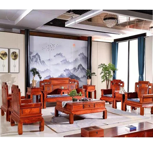 国标红木大果紫檀国色天香沙发11件套