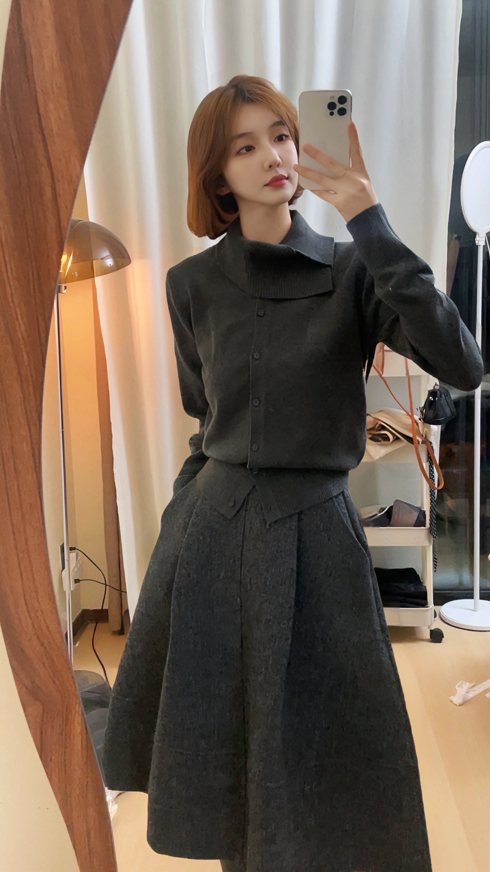 针织长袖围巾领百搭休闲冬季秋季毛针织衫不褪色开衫秋冬