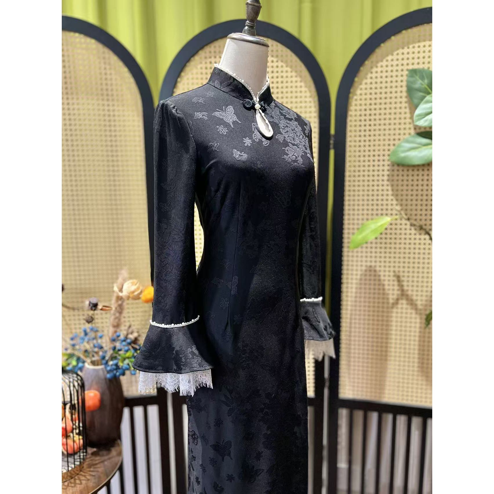 戚薇原创【晚香】长128左右新款厚款抓绒新中式国风百搭旗袍