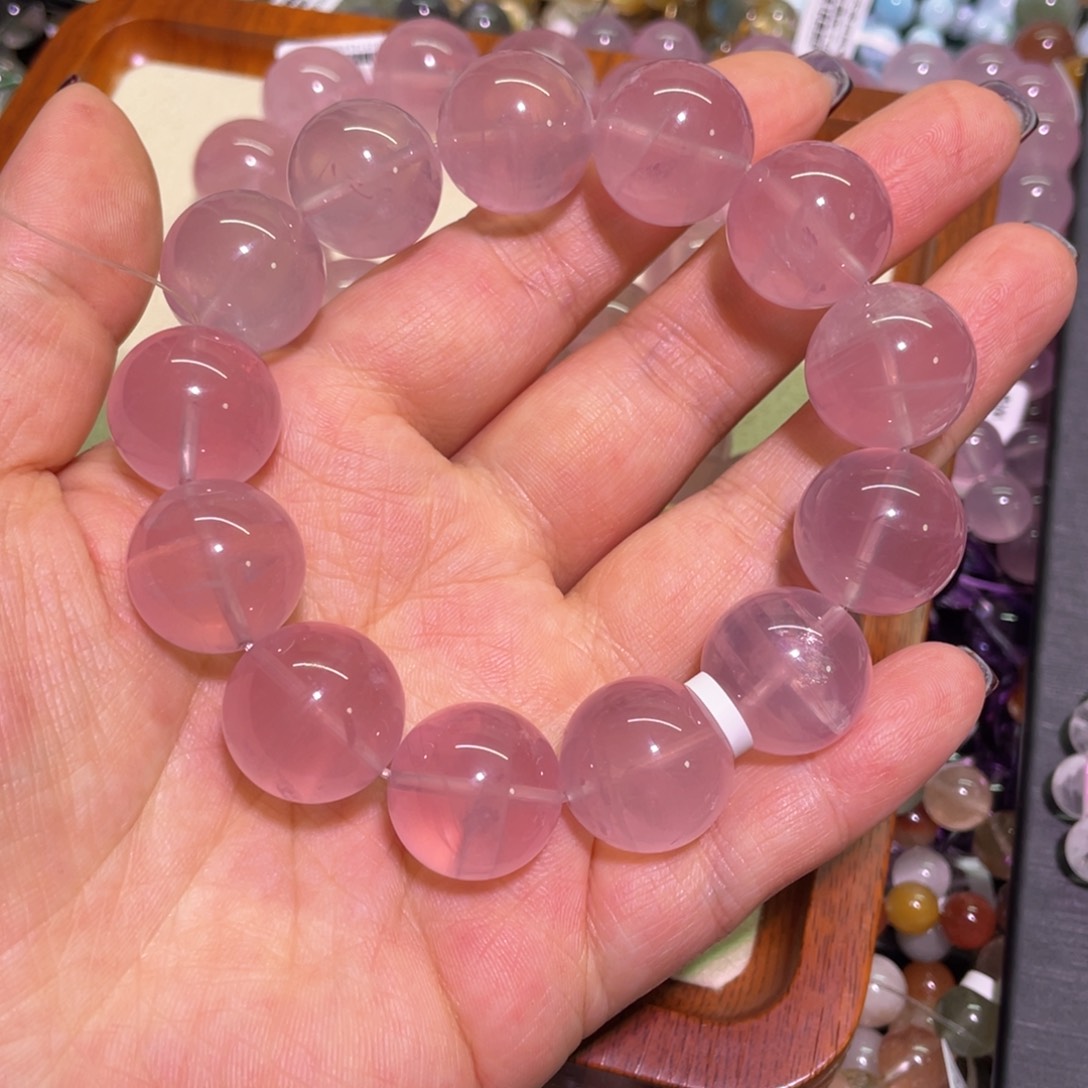 水晶手链未镶嵌纯****.18mm粉晶