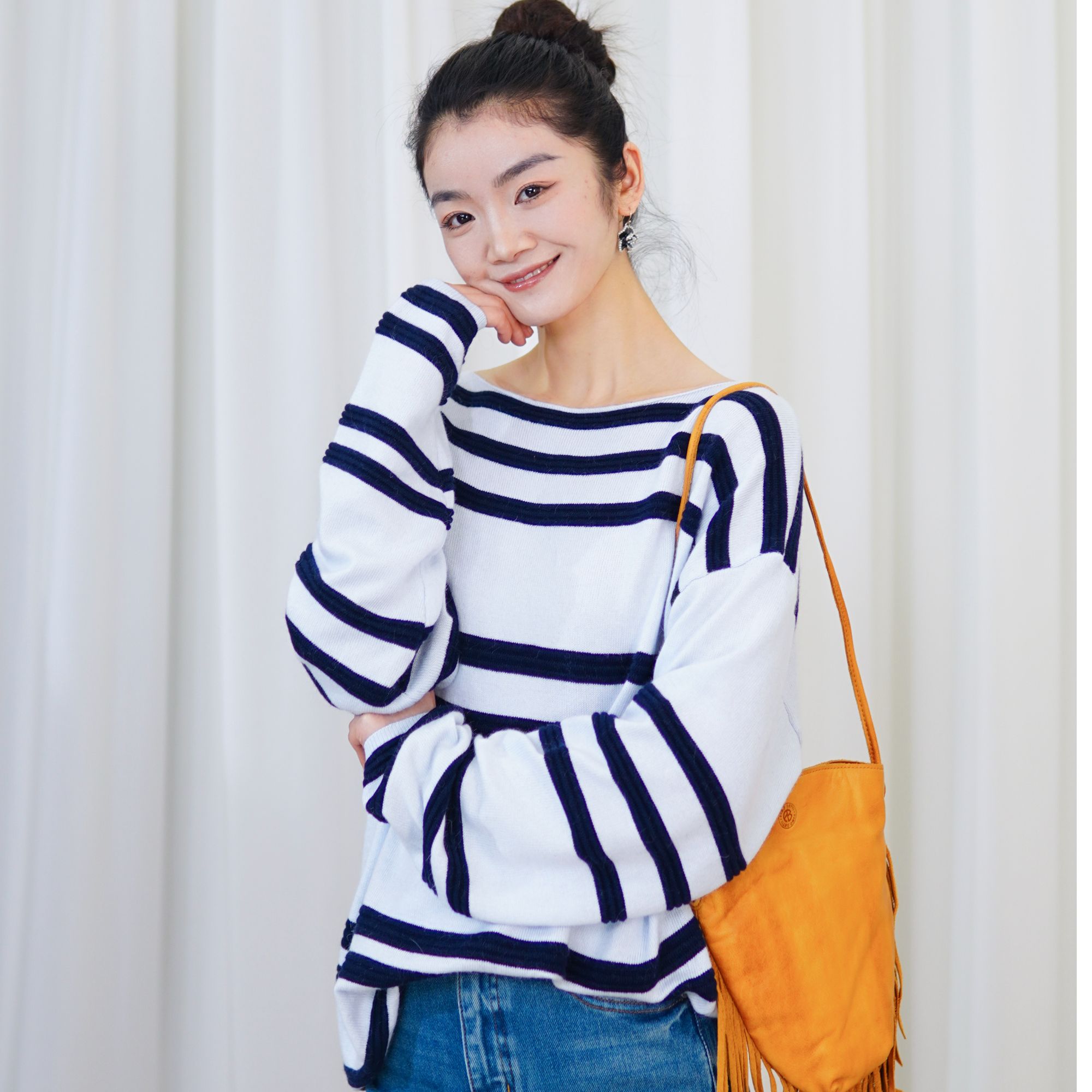 CHUN·「奈洛拉条纹一字领衫」时尚休闲百搭宽松简约减龄设计感日常