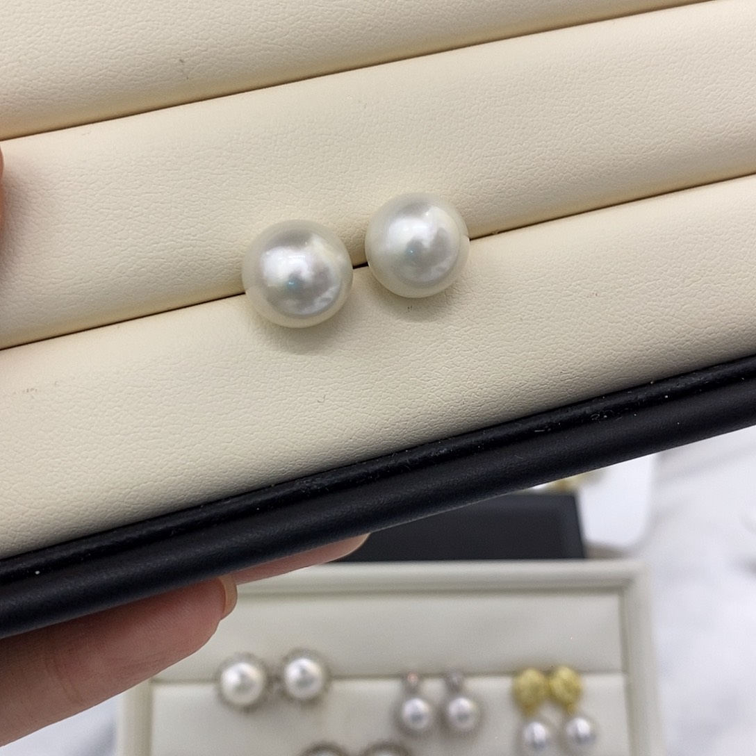 海水珍珠耳饰银S925镶嵌