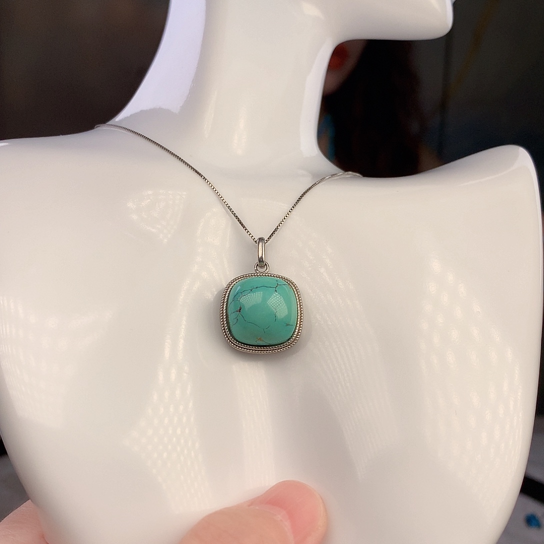 银S925镶嵌绿松石颈饰
