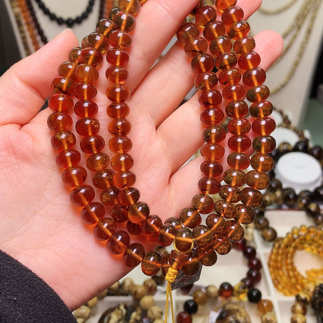 琥珀未镶嵌裸石9/金珀108-高净豆油红-985