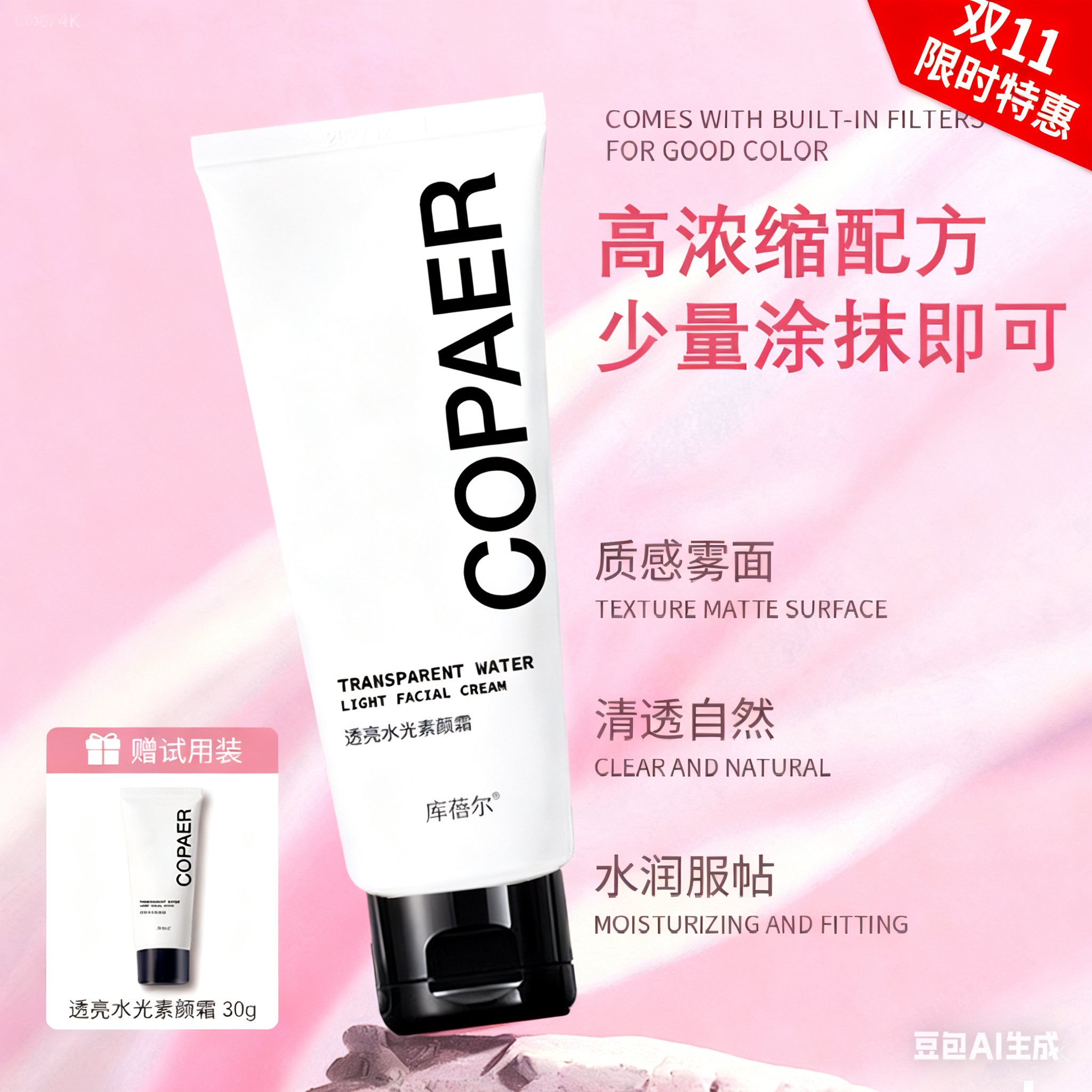 库蓓尔烟酰胺清透控油身体素颜霜水光自然不假白提亮肤色保湿