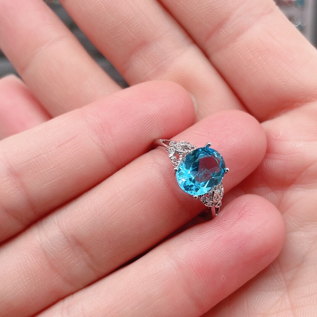 托帕石戒指银S925镶嵌