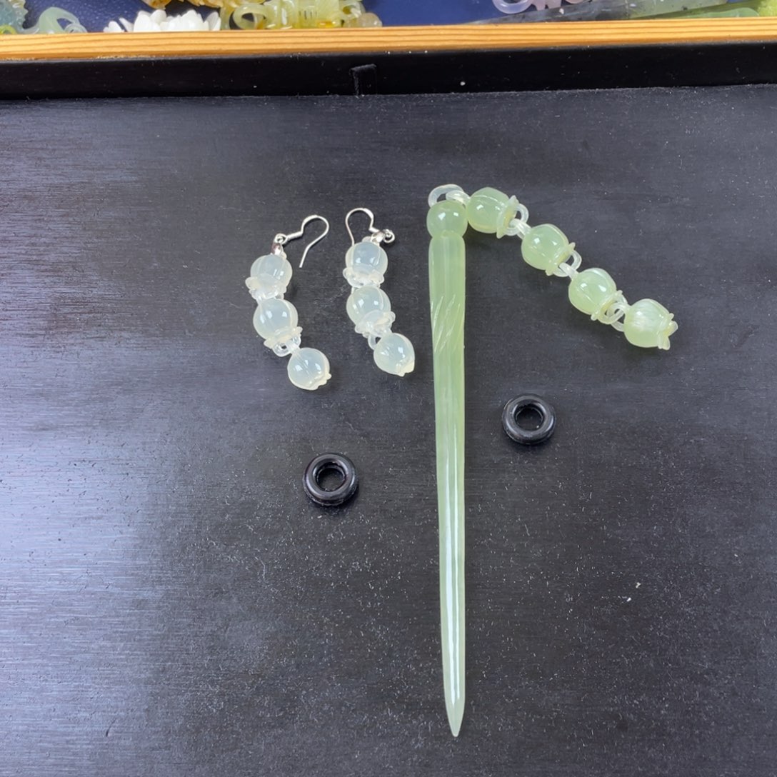 零***情蛇纹石玉未镶嵌发饰