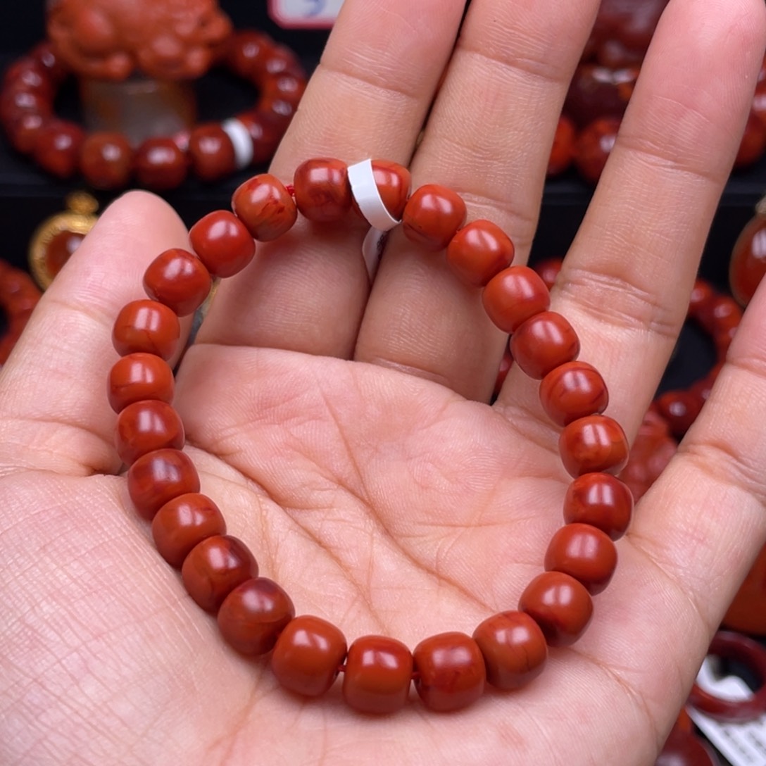 南红玛瑙珠宝奇石未镶嵌单圈8mm