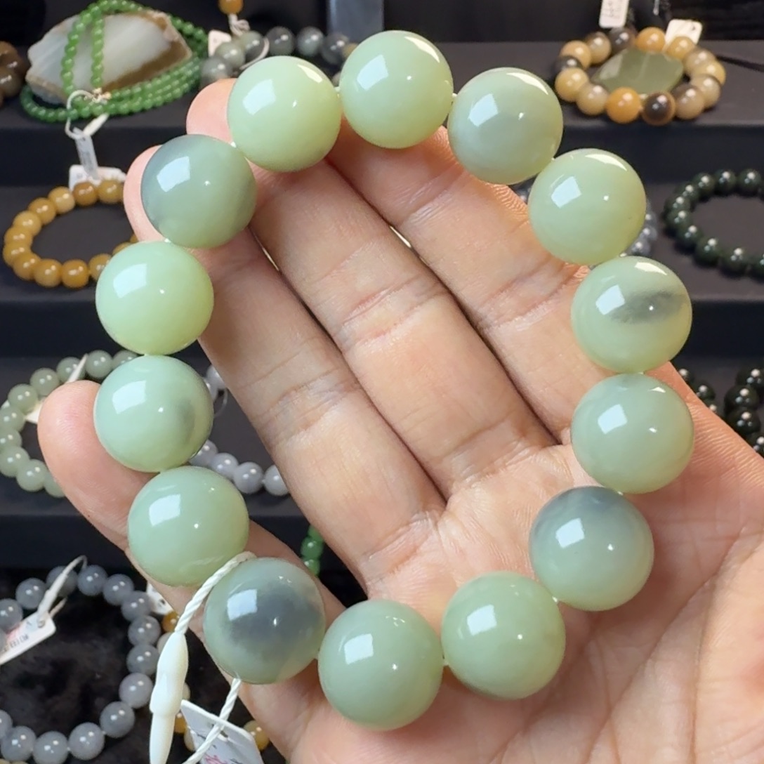 和田玉未镶嵌手链（NGTC国检证书）新疆若羌青花卡16