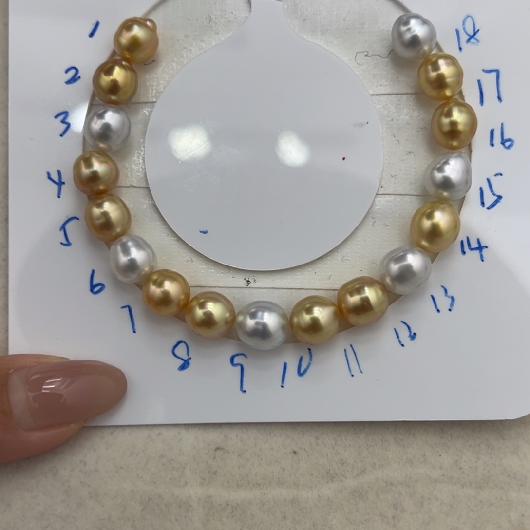 海水珍珠8-9mm白金混彩手串未镶嵌
