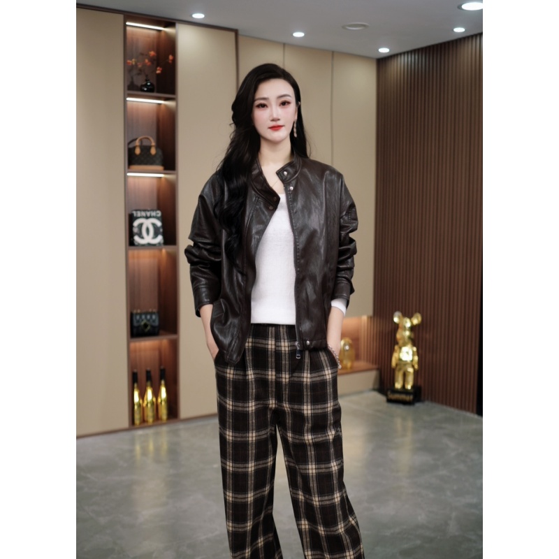 蛋白皮复古机车皮衣女2025秋季新款立领休闲短款夹克外套