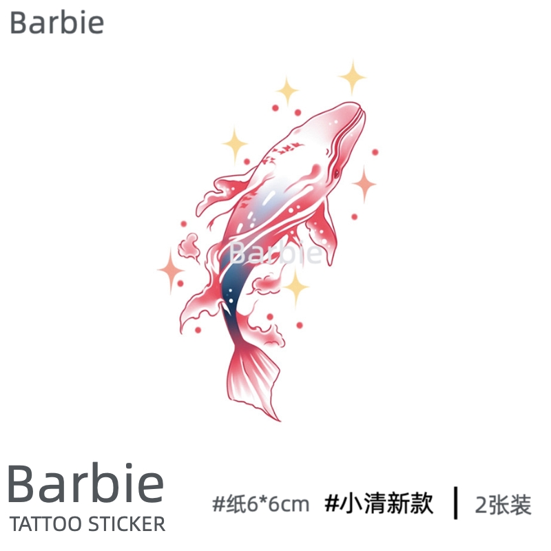 Barbie 红色锦鲤 小清新持久防水纹身贴