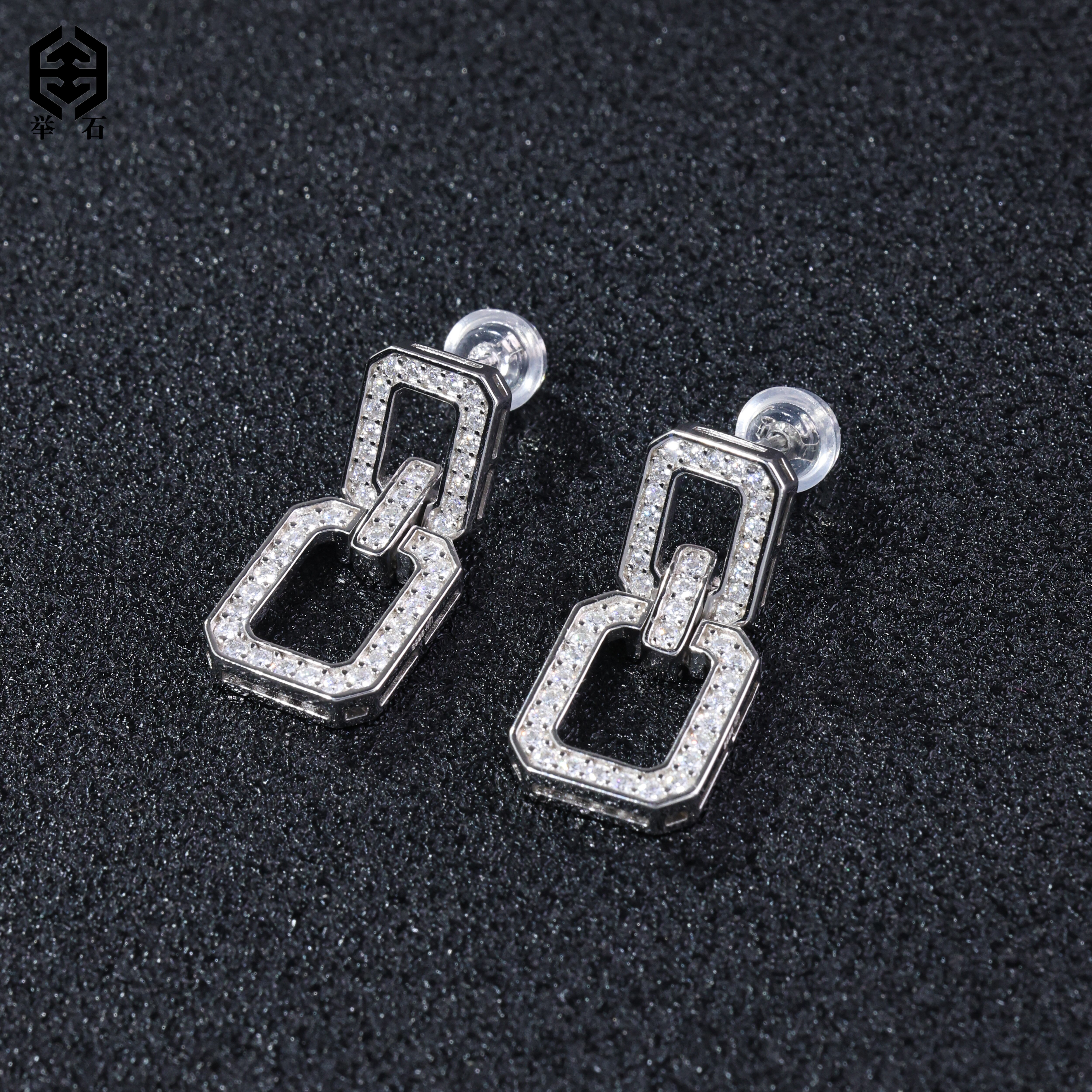 925银莫桑石银制品 【举石】X07-9819-146莫桑钻耳饰（一对/多样性）E