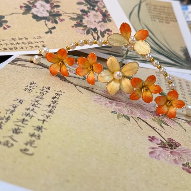 安柚专属 麦光光古风发饰绒花发簪 手工制作默认微瑕