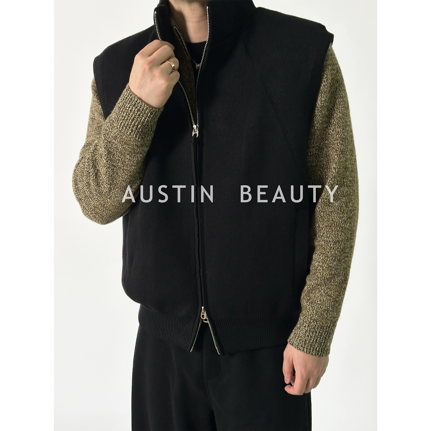 AUSTINBEAUTY【25AW】静奢新贵针织90白鸭绒羽绒马甲