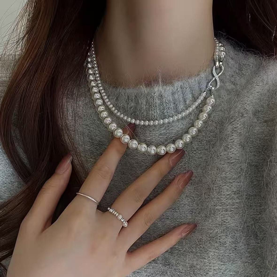 链子925银 S925银双层项链 叠戴可拆分气质百搭 高级轻奢优雅