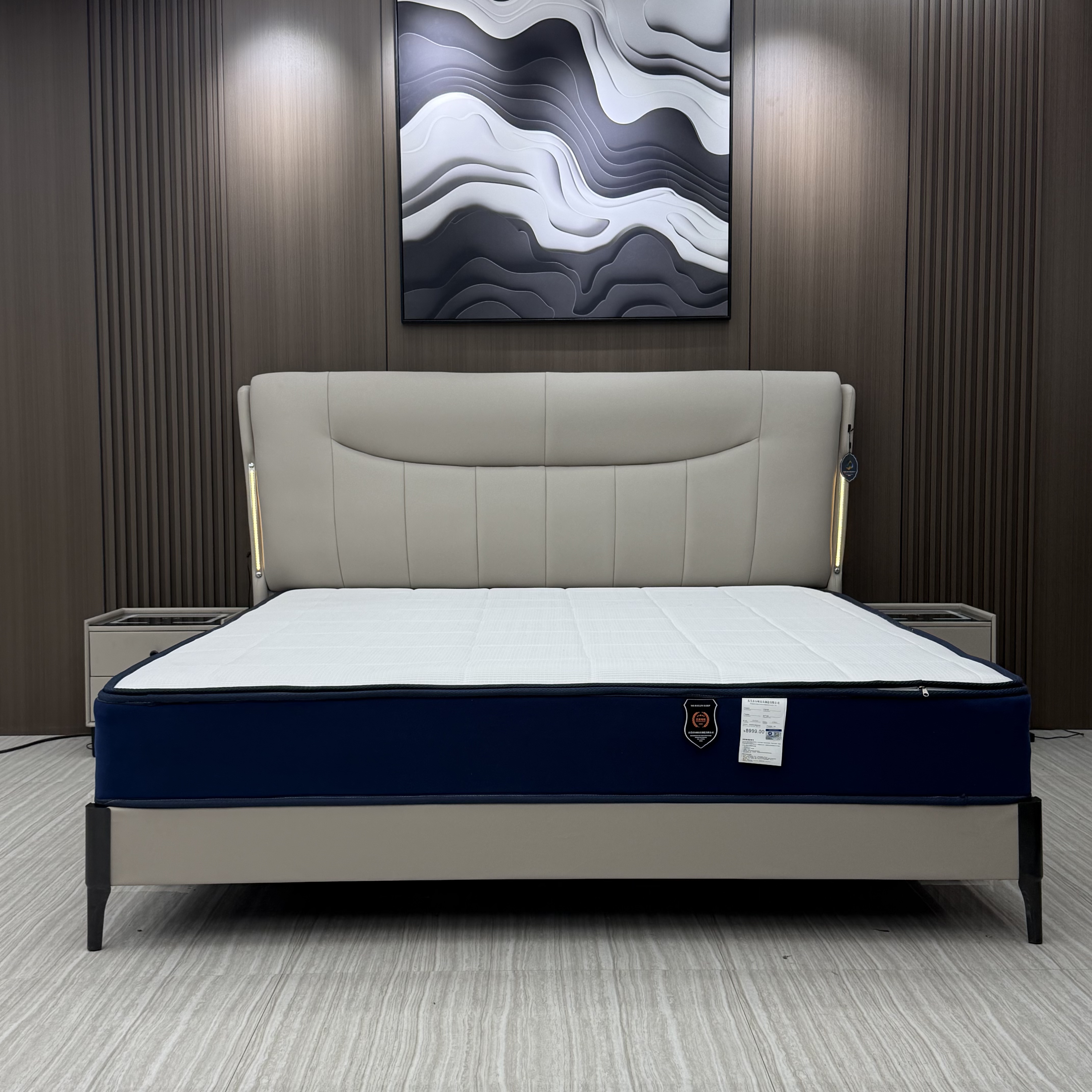 2501-2#双人皮艺床家用高级床主卧床新款2025黑檀木实木工艺大床