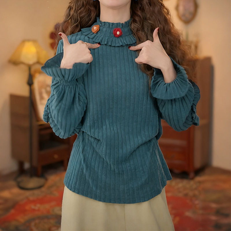 时尚气质洋气立领喇叭袖针织衫女2025冬季新款宽松显瘦减龄上衣潮