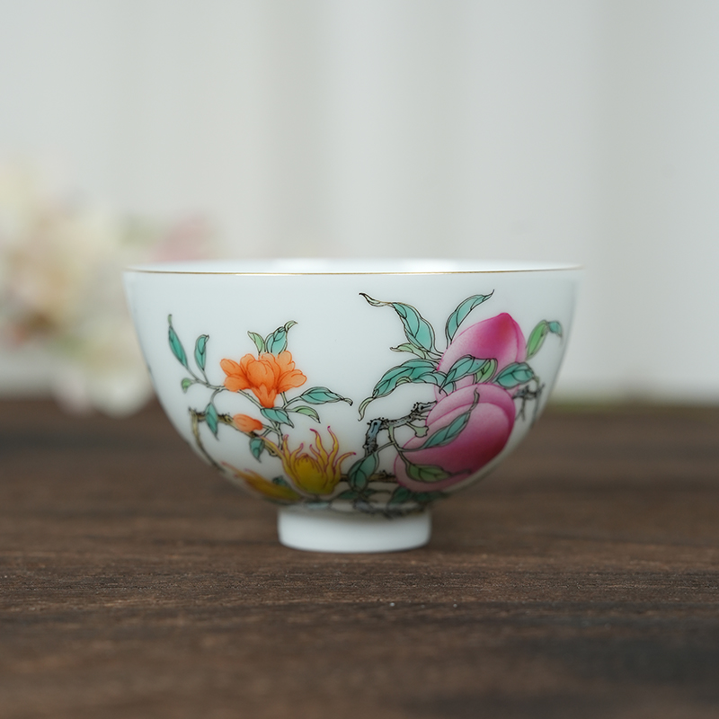 【墨舍名窑】徐窑三多大鸡心杯 xuyao35