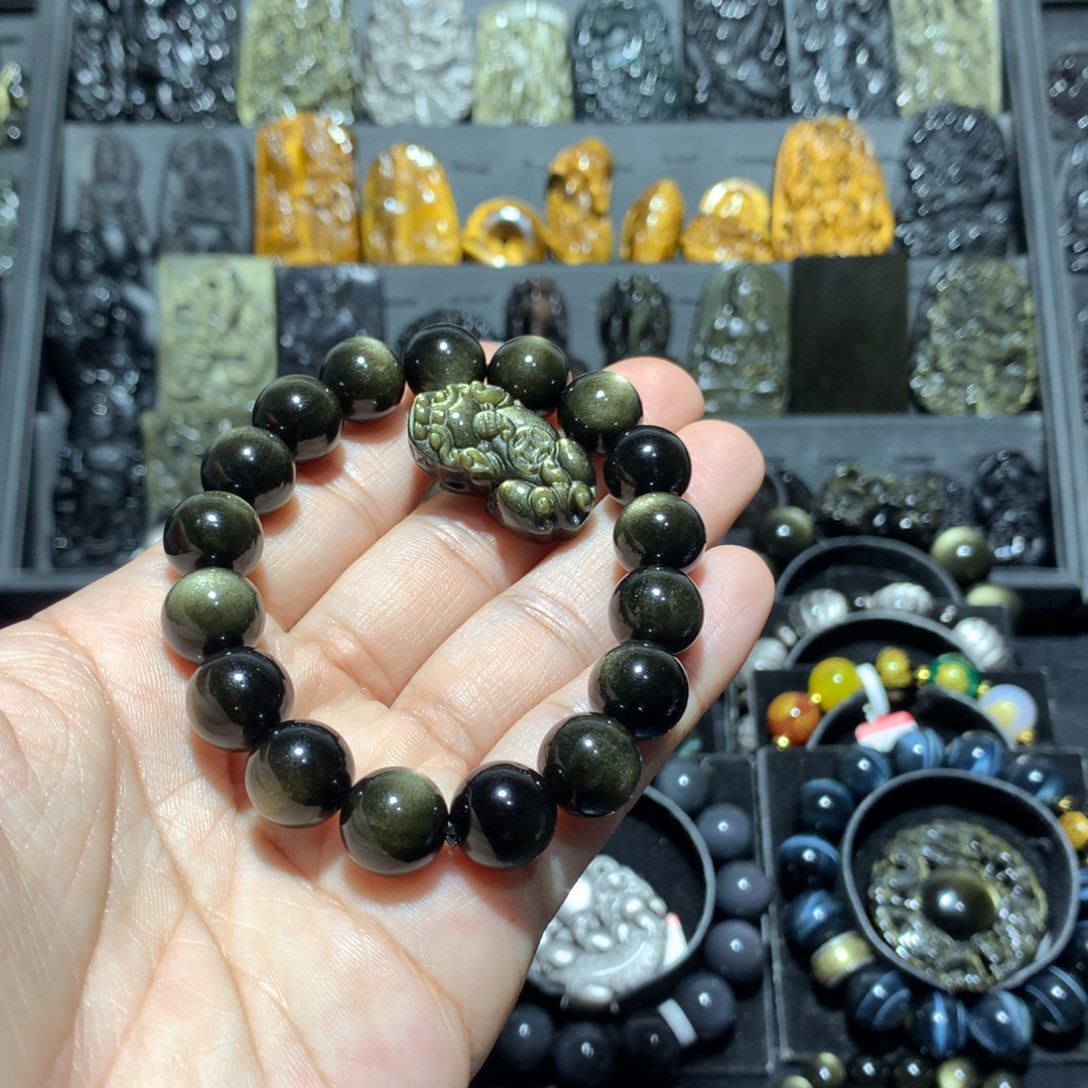 黑曜岩手链未镶嵌大*.