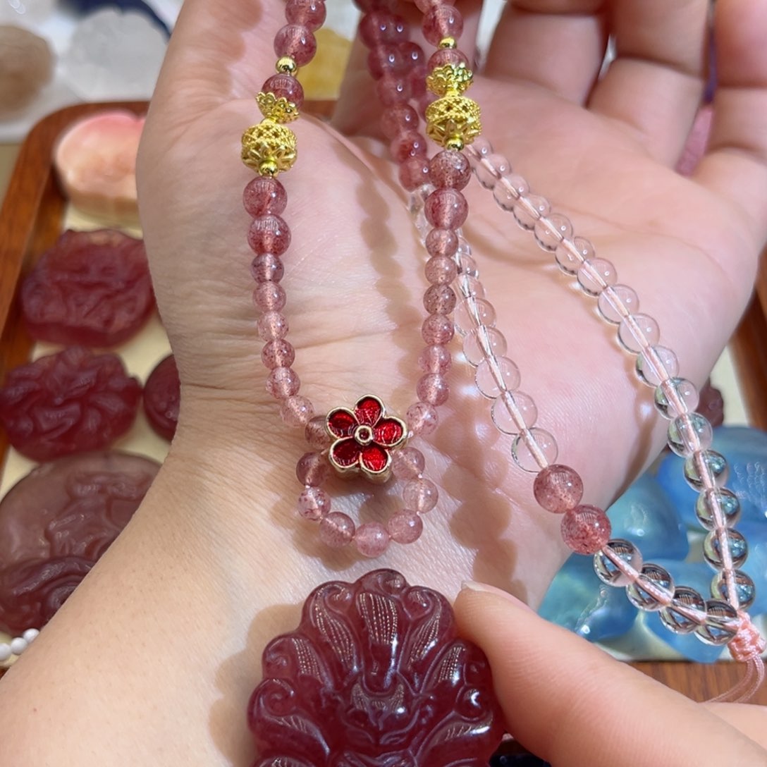 水晶颈饰银S925镶嵌G****.草莓修仙52