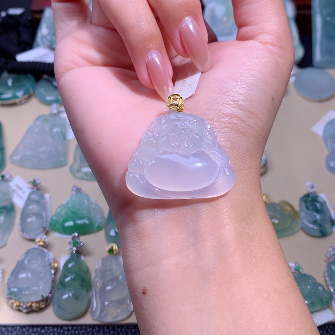 翡翠吊坠(不含链)18K金镶嵌