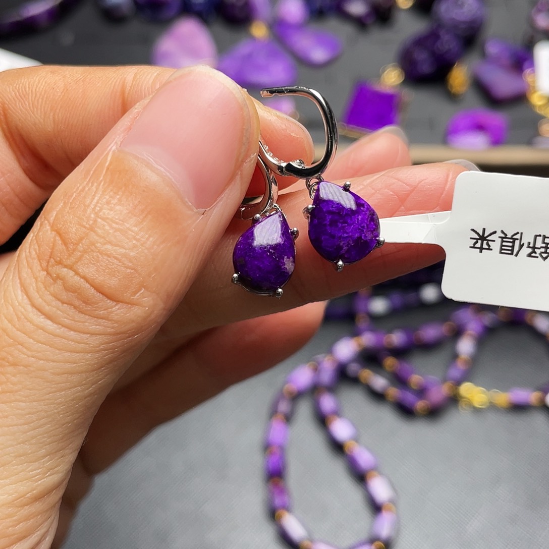苏纪石（舒俱来）耳环银S925镶嵌