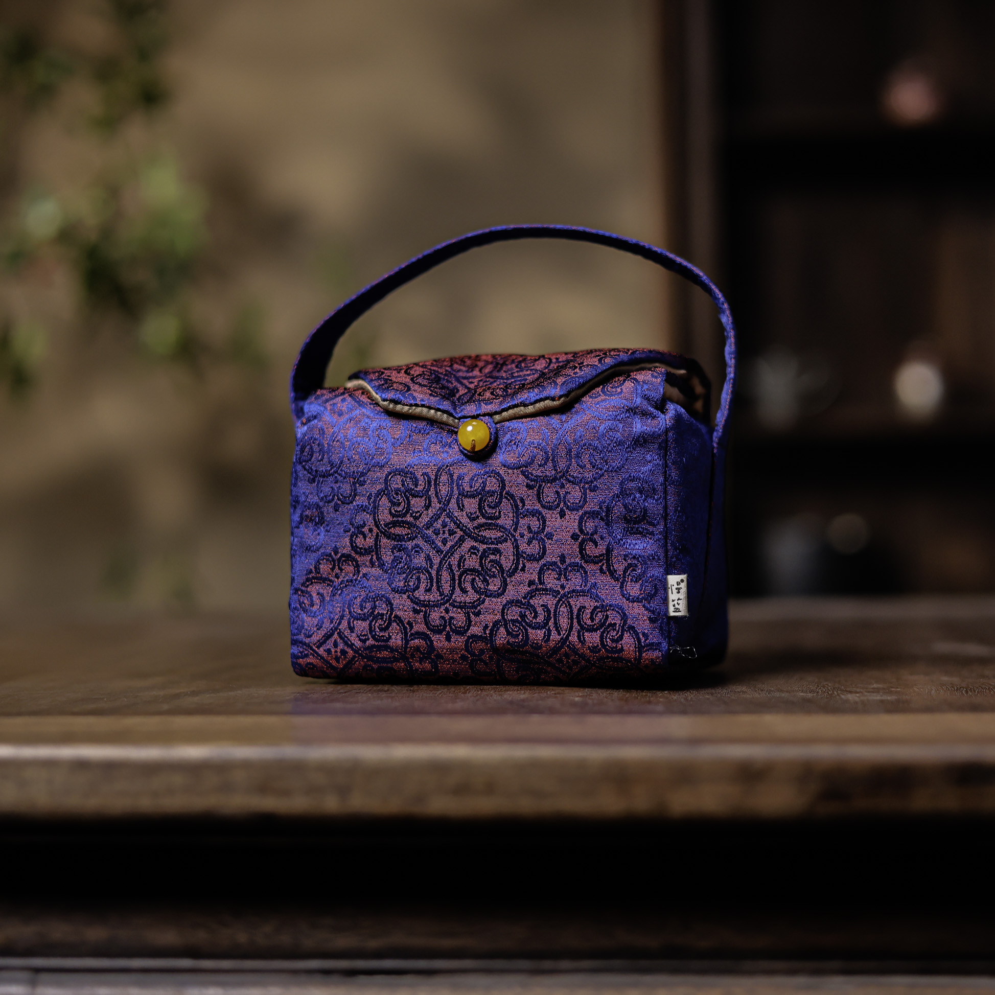 【纳兰】<连环如意>蓝紫色织锦一壶两杯（慢蓝S0492）