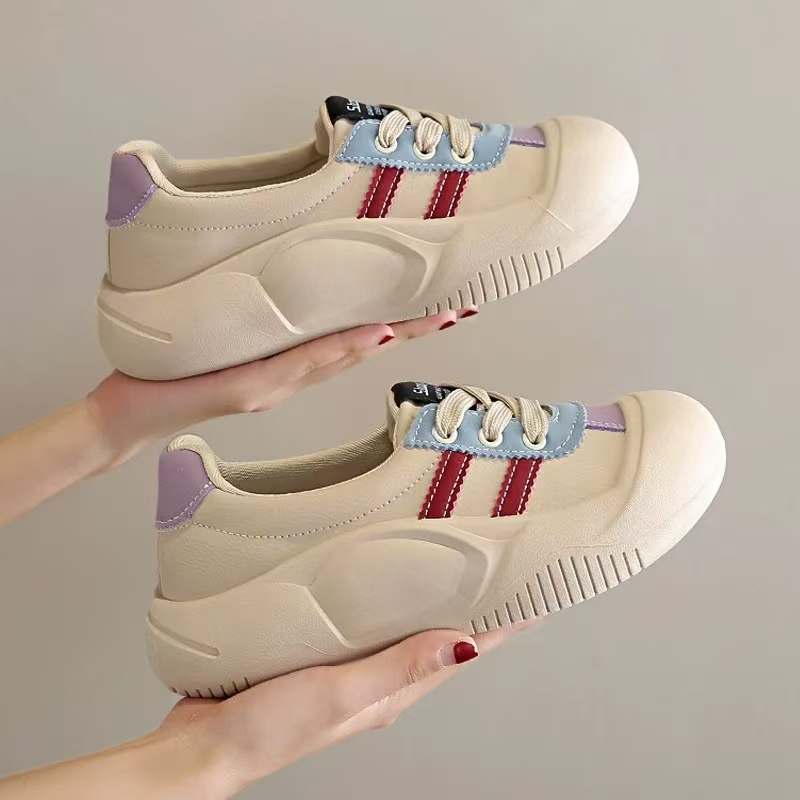 【真软皮】2025新款浅口单鞋女复古厚底百搭平底休闲鞋德训鞋