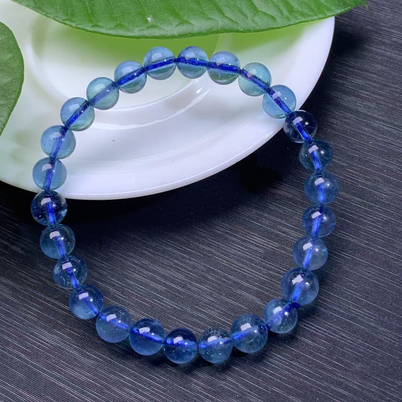 培育海蓝宝石【金钰尚品】天然海蓝宝石魔鬼蓝手串-7mm净水伦敦蓝
