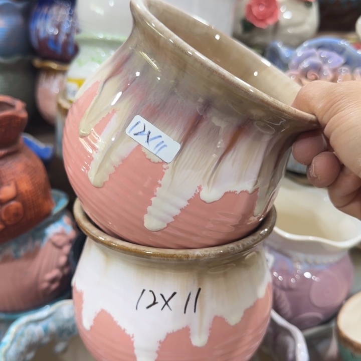 凑9块包邮，有孔，陶瓷花盆