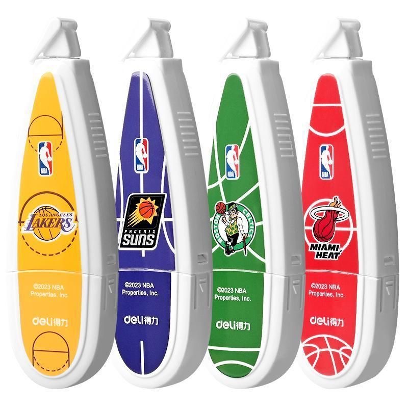 得力NBA联名可换替芯笔型修正带小巧便携涂改带颜色随机发一卡