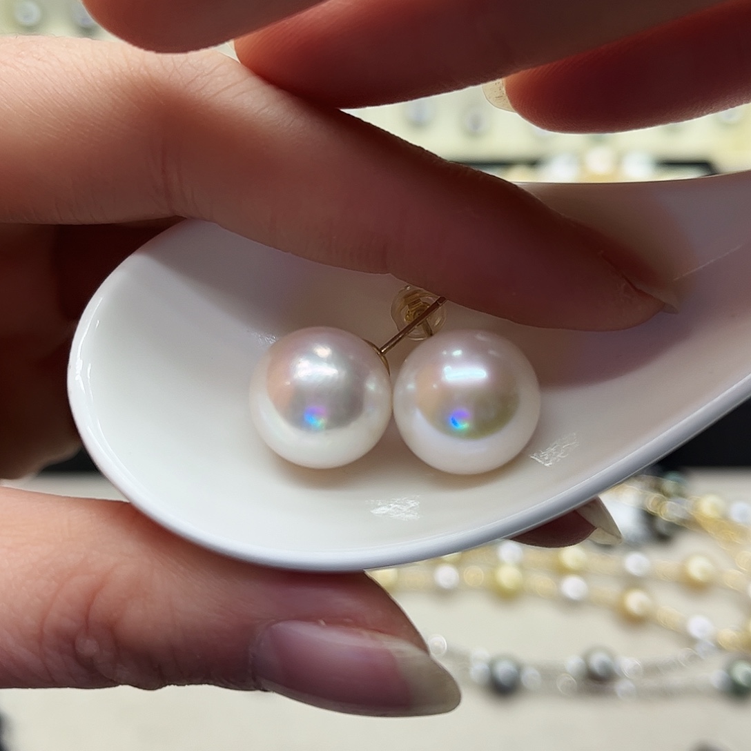 耳饰银S925镶嵌淡水珍珠