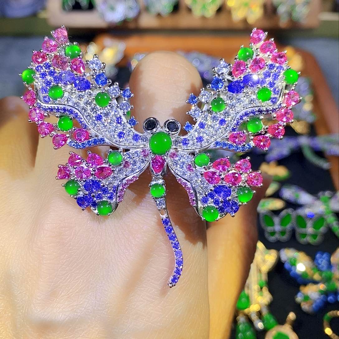 吊坠(不含链)银S925镶嵌翡翠