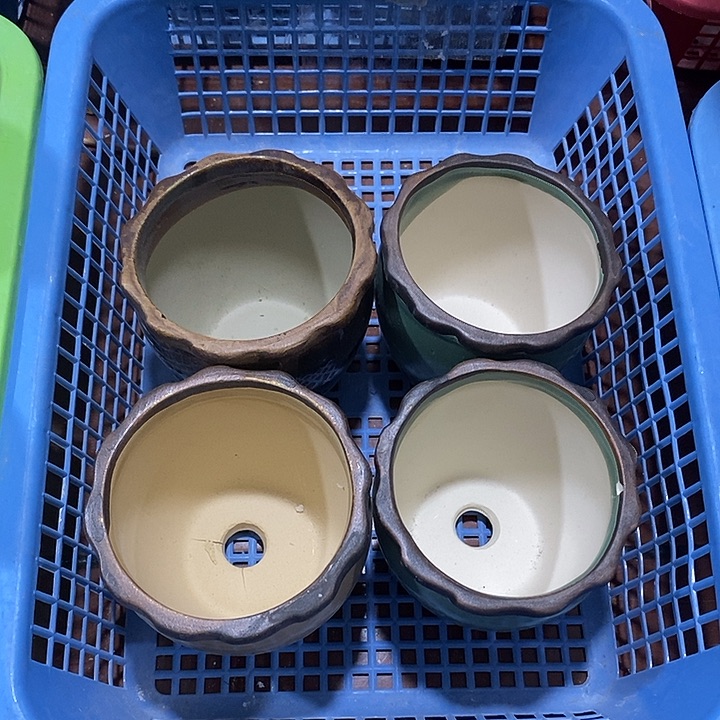 陶盆有孔 磕碰窑裂修补 介意勿拍