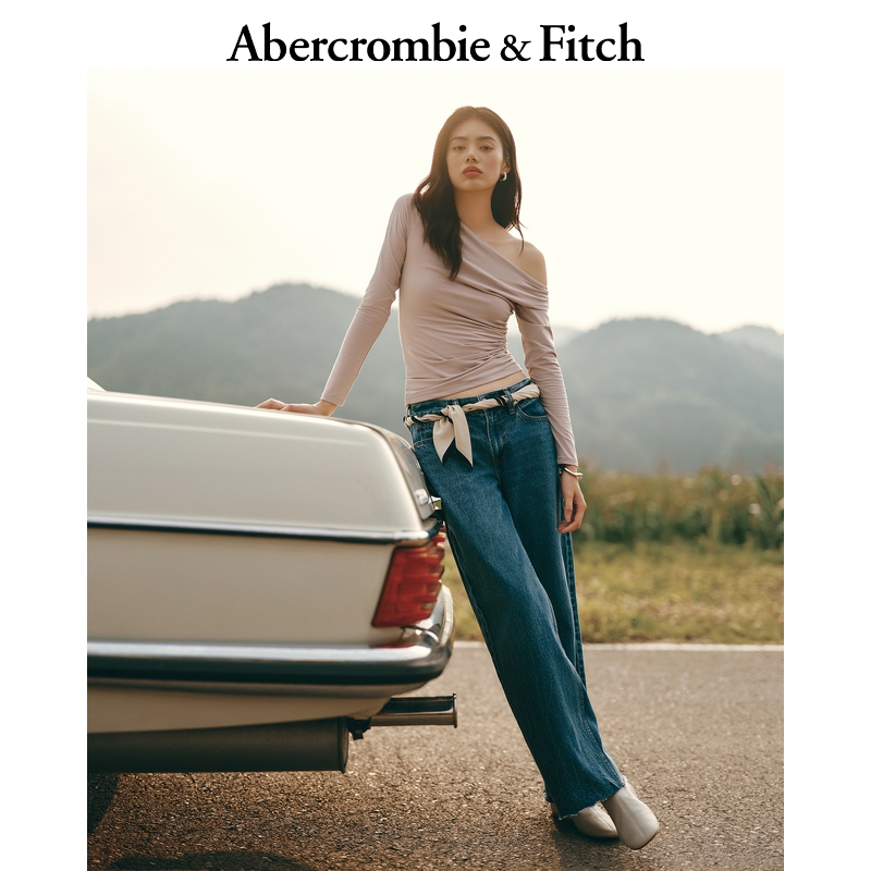 AF女装25秋冬新款美式复古百搭水洗宽松牛仔裤长裤KI155-5684