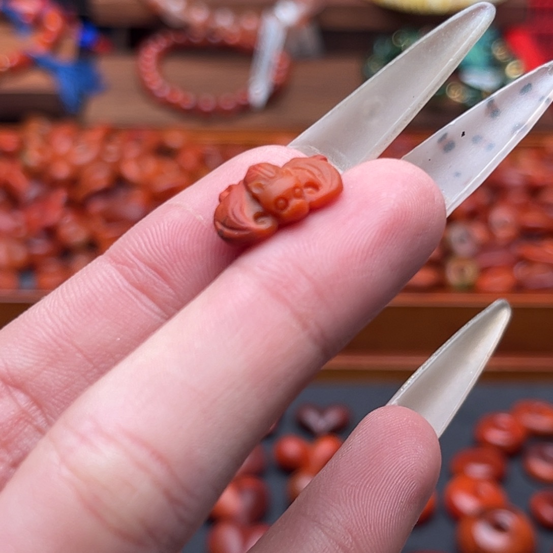 风***言南红玛瑙未镶嵌南红4蝙蝠