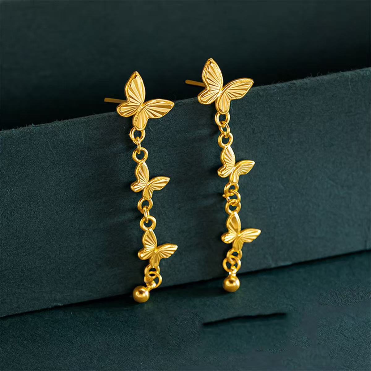 大静静优选 302镭射蝴蝶耳环小流苏耳坠独特小众轻奢耳饰2024新款