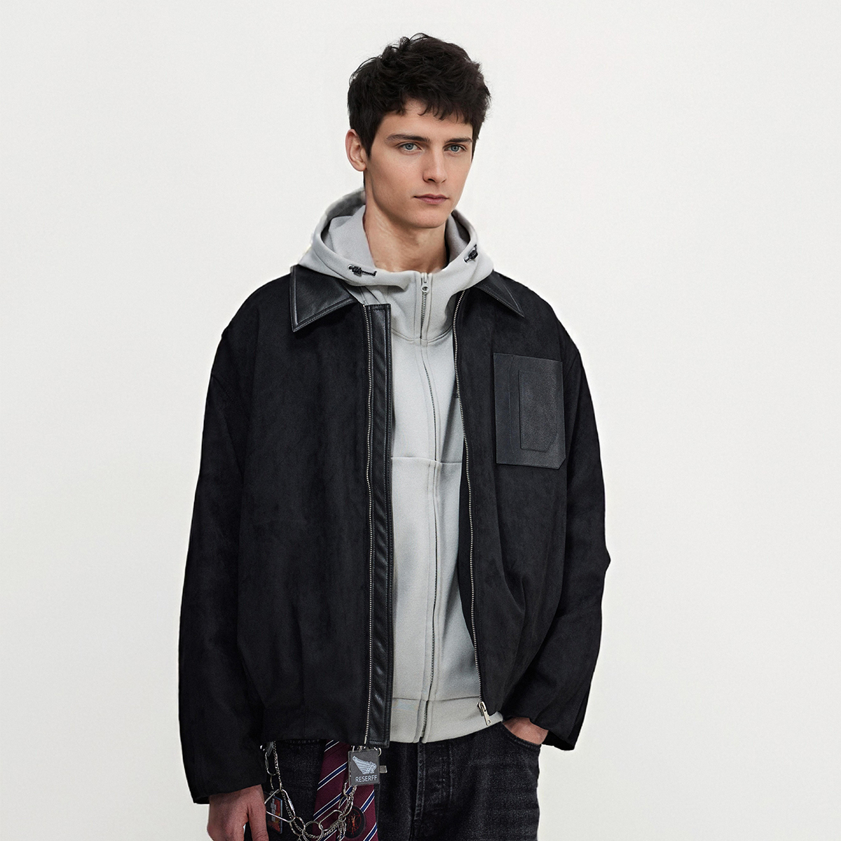 冬季美式复古宽松型夹克羽绒服潮流百搭简欧风男士翻领休闲外套