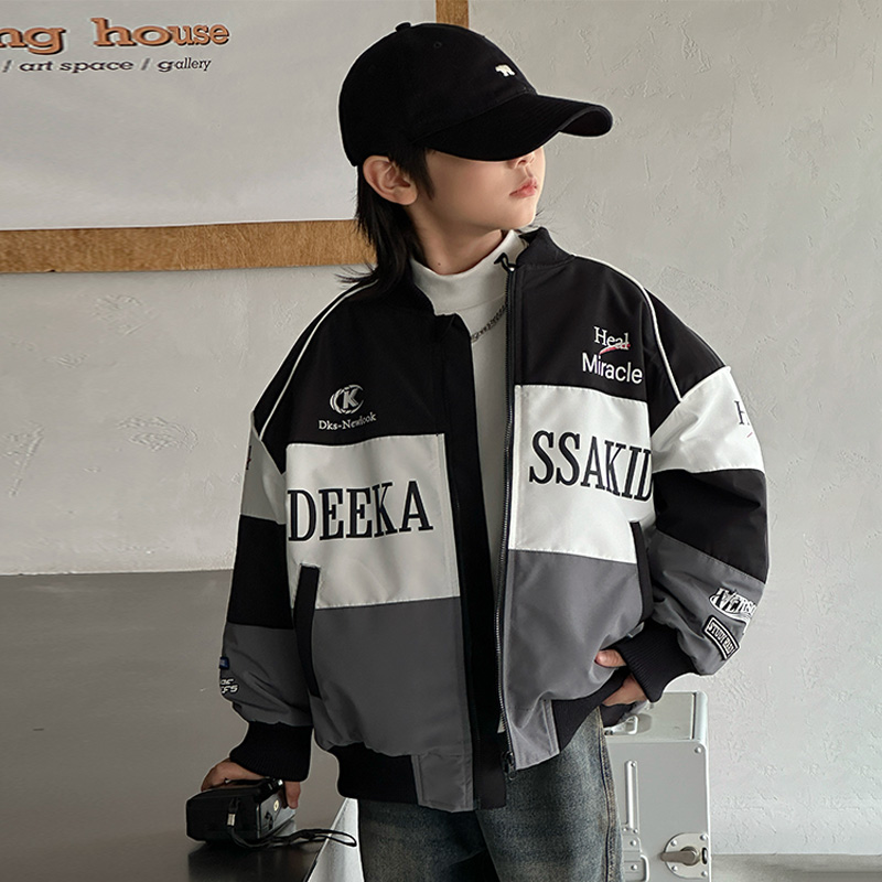 童装男童夹棉外套秋冬装2025新款痞帅儿童加厚机车服WT255352