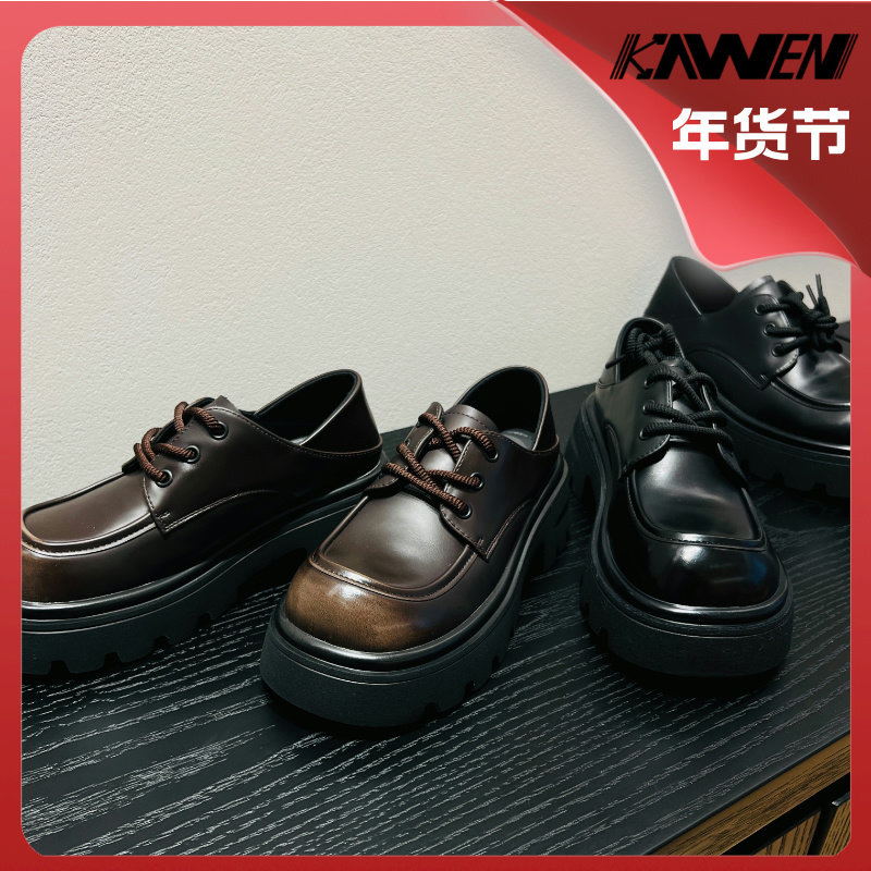 【sosowu】25年春季新款乐福鞋英伦风百搭舒适时尚松糕底系带鞋