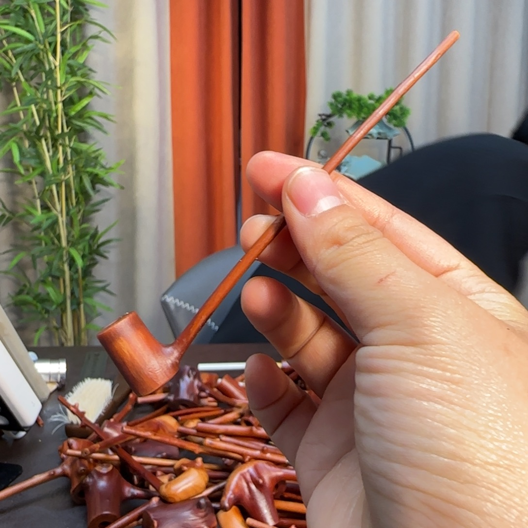 檬子木手工烟斗手把件