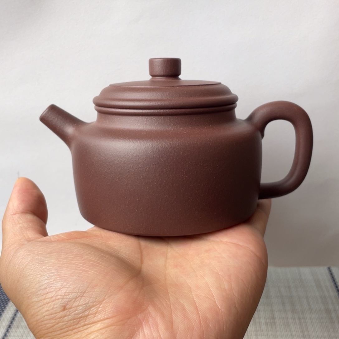 茶壶紫砂半手工老紫泥德钟壶250cc