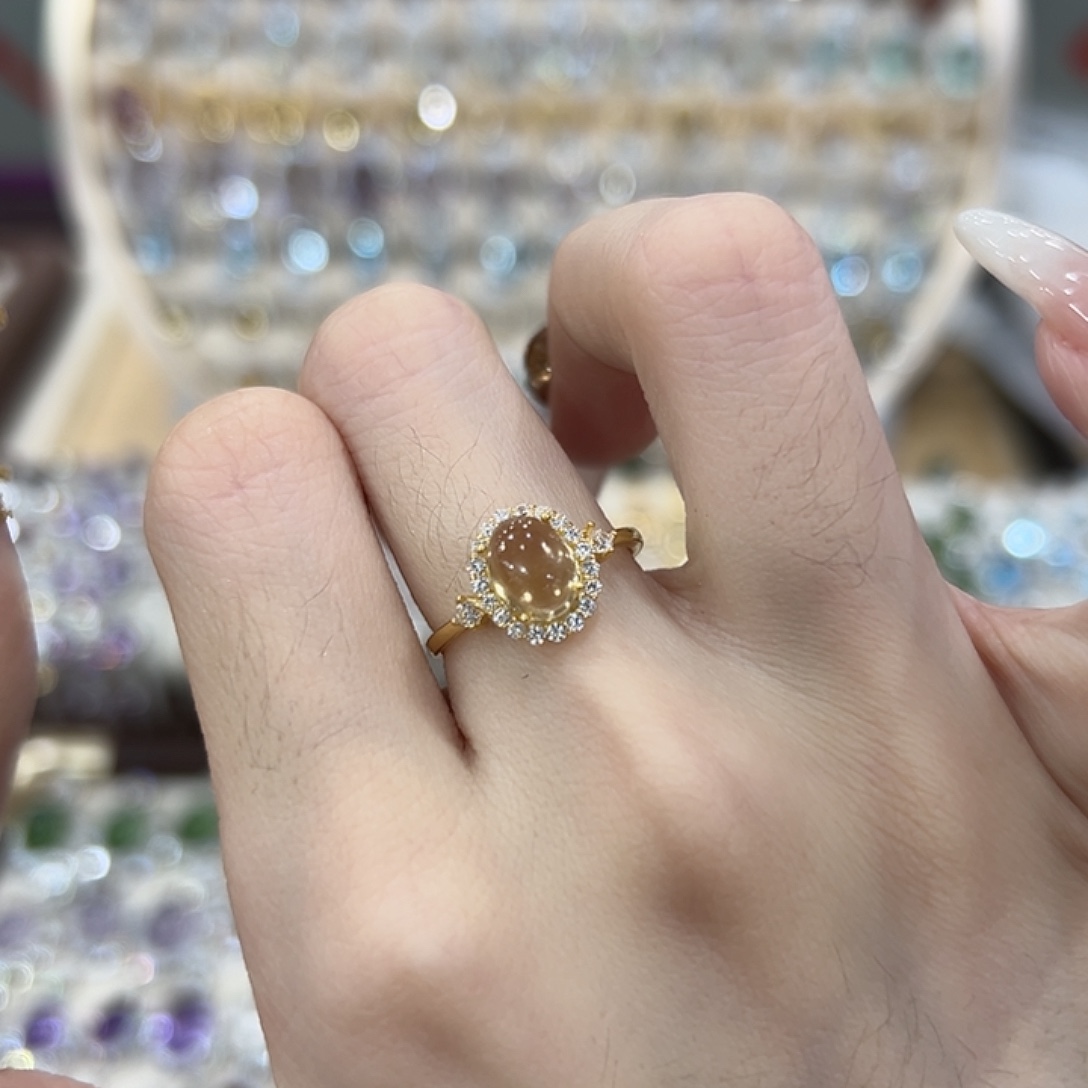 戒指银S925镶嵌黄晶
