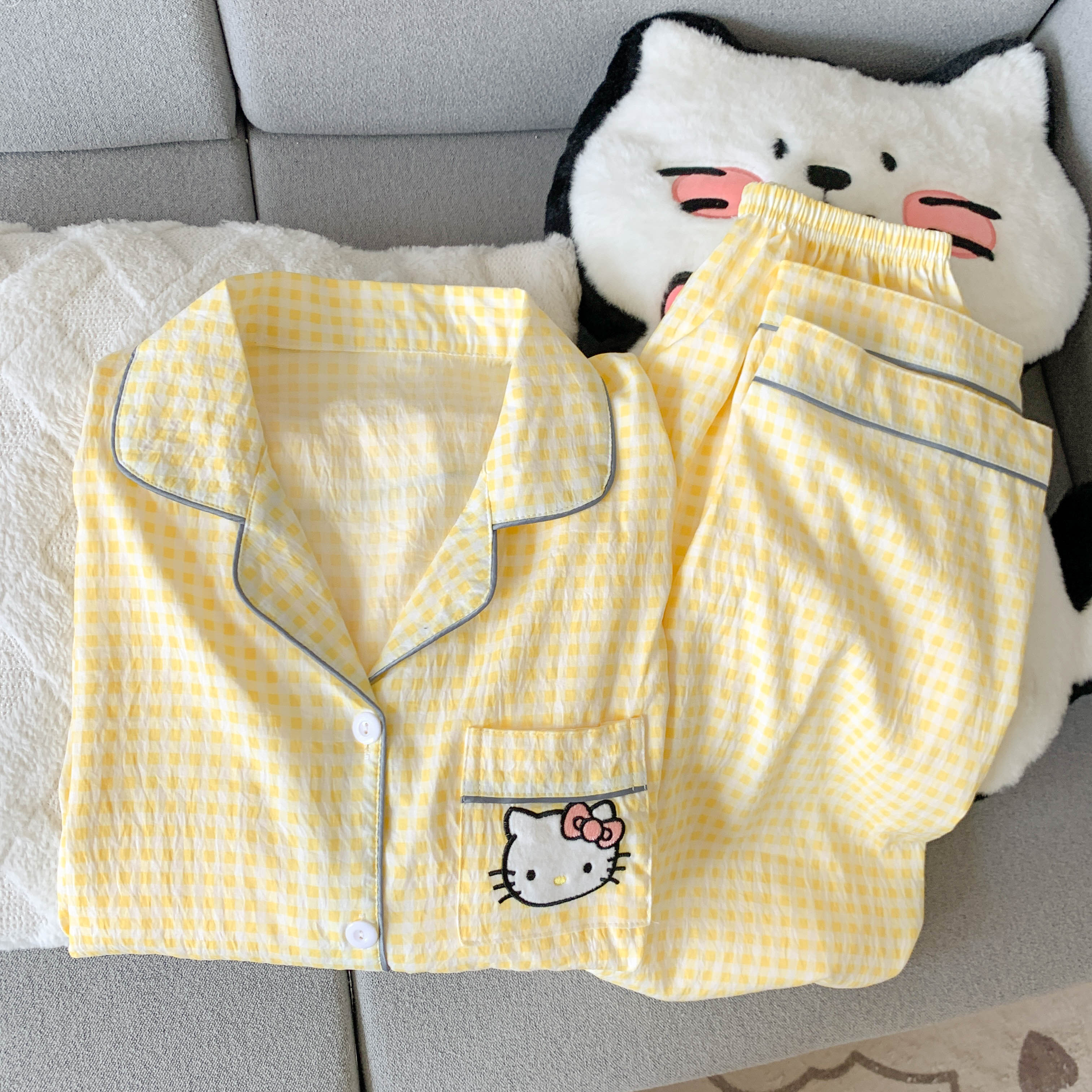 长袖翻领睡衣女春秋季长袖长裤甜美可爱卡通家居服开衫套装3606