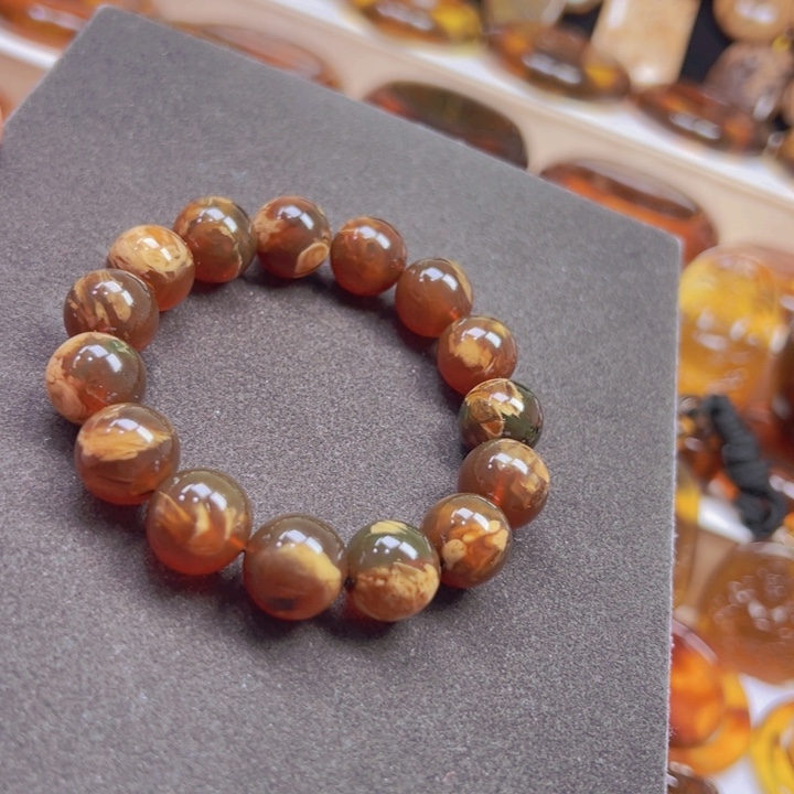未镶嵌琥珀手串飘*天然缅甸琥珀手串